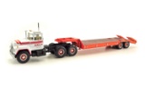 Mack 1966 R-600 w/ Lowboy - White/Orange - 1:34