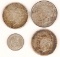 1854 Seated Liberty Quarter Dollar and Peace Silver Dollars (3)