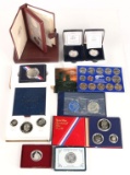 1974 Eisenhower Silver Dollar, 1991 USO Silver Dollar, 2008 Coin Sets & 1984 Olympic Prestige Set +
