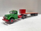 Mack Diesel Tractor w/ Flatbed Trailer - Green & Red