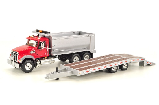 Mack Granite Dump Truck w/Tag Trailer - Gray