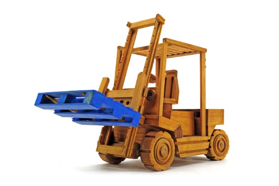 Forklift Model w/Pallet - Made from Wood