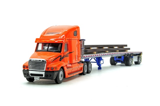 Freightliner Century Tractor & Flatbed Trailer w/Load - Schneider