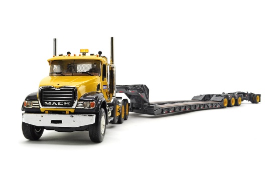 Mack Granite 4-Axle Tractor with Lowboy & Dolly - Komatsu - 1:34