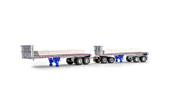 East Double Flat Bed Trailers w/Pipe Loads