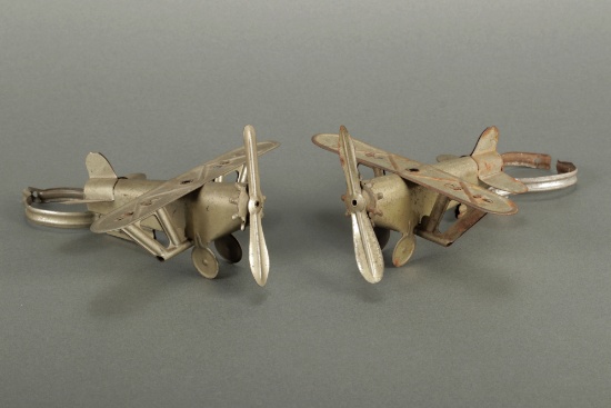 A pair of Tin Clip On Airplanes From Lindbergh Parade 1927