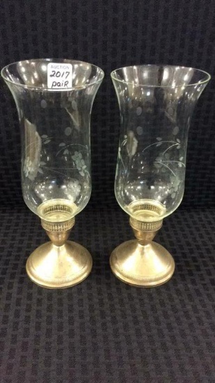 Pair of Sterling Silver Candle Holders w Matching
