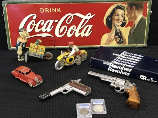 Antique Toys, Adv Signs, Coins,Firearms,Ammo-Day 1