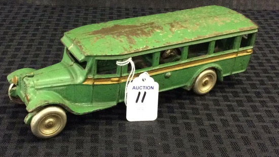 Arcade Cast Iron Green Toy  Bus