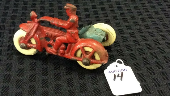 Sm. Unmarked Hubley Cast Iron Toy Motorcycle