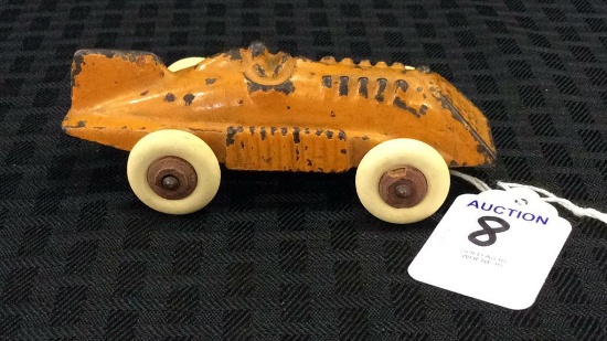 Sm. Cast Iron Hubley Toy Race Car (44)