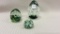 Lot of 3 Green Glass Paperweights-Mostly