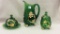 Three Piece Green Deleware Glass Pieces Including