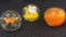 Group of 3 Orange Floral Design Glass Paperweights