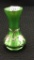 Loetz Sm. Green Glass Vase w/ Sterling