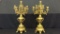 Pair of Ornate Heavy Brass Candleabras