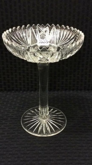 Tall Cut Glass Pedestal Compote Dish