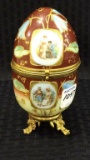Victorian Painted Egg w/ Hinged Lid