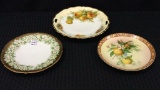 Lot of 3 Hand Painted Plates-Fruit & Floral Design