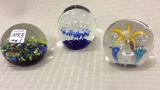 Group of 3 Lg. Glass Paperweights-Mostly