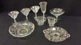 Lg. Group of Etched Glass Pieces Including Bowl,