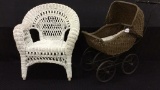 Pair Including Child's Wicker Doll