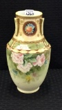 Hand Painted Nippon Rose Decorated Vase