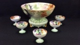L.H. Levey/ Limoge Hand Painted Punch Bowl