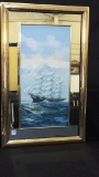 K. Maskell Oil on Canvas Painting of a Ship