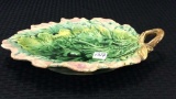 Etruscan Majolica Vintage Leaf Dish
