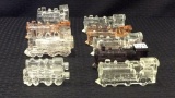 Lot of 10 Glass Train Design Candy Containers