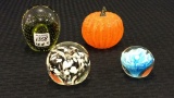 Lot of 4 Decorative Art Glass Paperweights