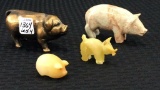 Lot of 4 Various Pigs Including Metal Bank