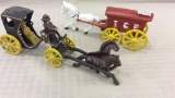 Pair of Sm. Iron Toys Including Horse Drawn