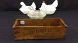 Group of 4 Including Old Wood Cheese Box