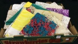 Box of Linens & Crochet Doilies