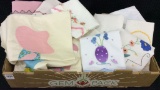 Box of Embroidered Linens & Dish Towels