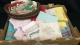 Box of Embroidered Dish Towels & 4 Texaco Towels