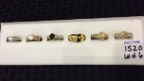 Lot of 6 Ladies Various Costume Rings-Mostly