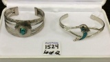 Lot of 2 Silver & Turquoise Ladies Bracelets