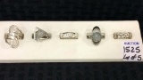 Lot of 5 Ladies Silver Costume Jewelry RIngs