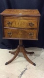 Two Drawer Top Revolving Door Old Sewing Cabinet