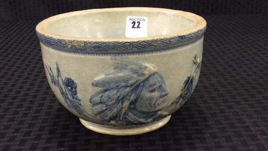 Old Sleepy Eye Blue & Gray Stoneware Bowl