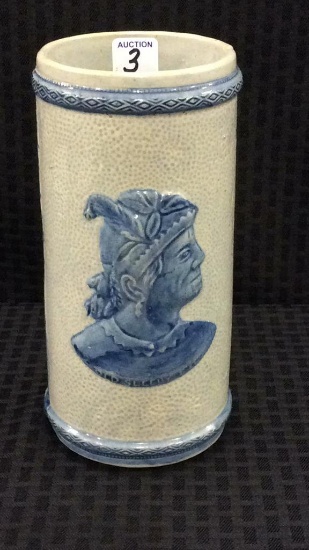 Old Sleepy Eye Cattail Vase-Blue & Gray