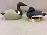 Lot of 2 Decoys Including Bluebill Drake-Low