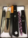 Group of 4 Lg. Hunting Knives Including
