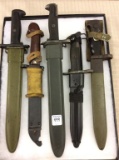 Group of 5 Various Military Bayonets w/ Sheaths