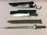 Group of 3 Including Bayonet & 2 Lg. Hunting