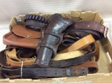 Lg. Box of Leather Gun Slings, Leather Dbl Holster