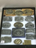 Lot of 16 Mostly State Design Belt Buckles